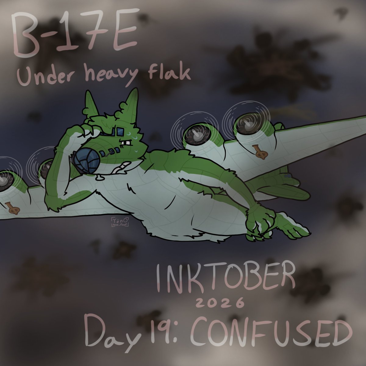 yeno_floof's tweet photo. Day 19: Confused
During heavy flak and bad weather B-17 pilots could become confused and disoriented
#Inktober #Furry #Furryart #digitalart #airplanedragon #Aeromorph #airplanefurry #aircraftfurry https://t.co/aBaeyo1SGf