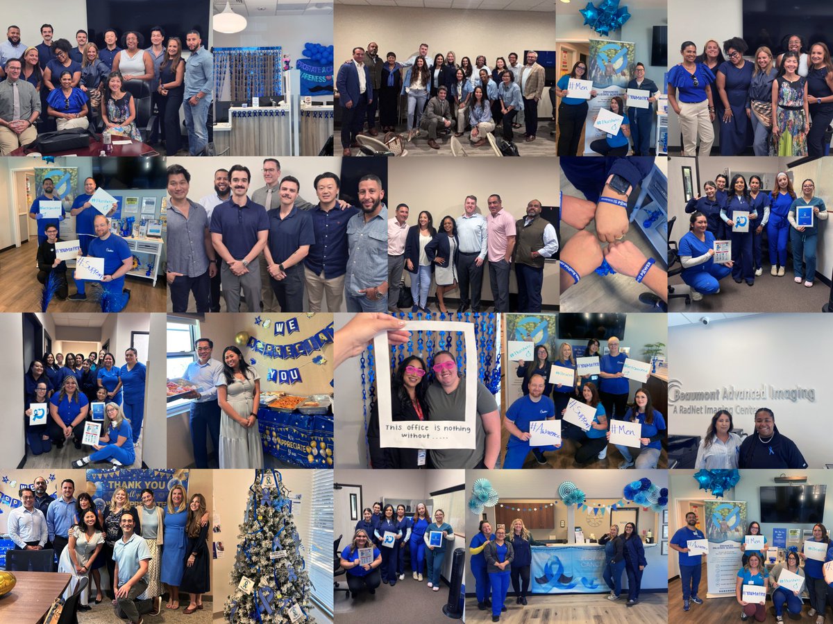RadNetImaging's tweet photo. Last month, teams across RadNet wore blue in recognition of Prostate Cancer Awareness Month, coming together to help raise awareness about prostate health and the importance of early detection.

Thank you to our team members across the organization who participated and helped bring attention to this important cause. While September has come to a close, our commitment to awareness and education continues year-round.

#ProstateCancerAwarenessMonth #ProstateCancerAwareness #MensHealth #TeamRadNet