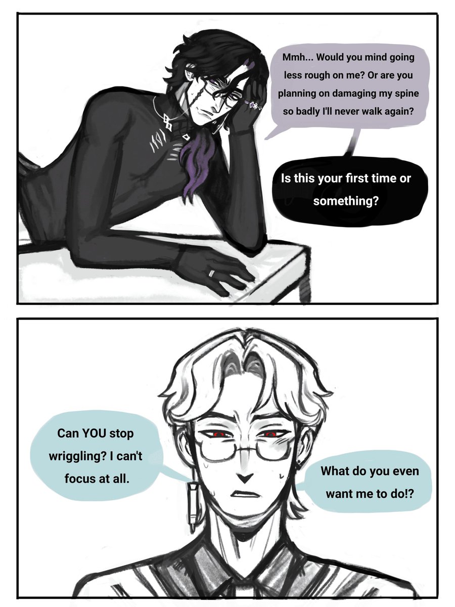 olmeme158656's tweet photo. #dottolone

Whaaat a bait I've got here🙄 Anyways I'm fixated on them rn, so I thought - Pantalone's body is 45, then he 100% isn't immune to the sudden back pain... And he also constantly scolds Dottore's younger segments (except 8, since he's a child and Feofan is kind to him) https://t.co/i1FH0ibAiJ
