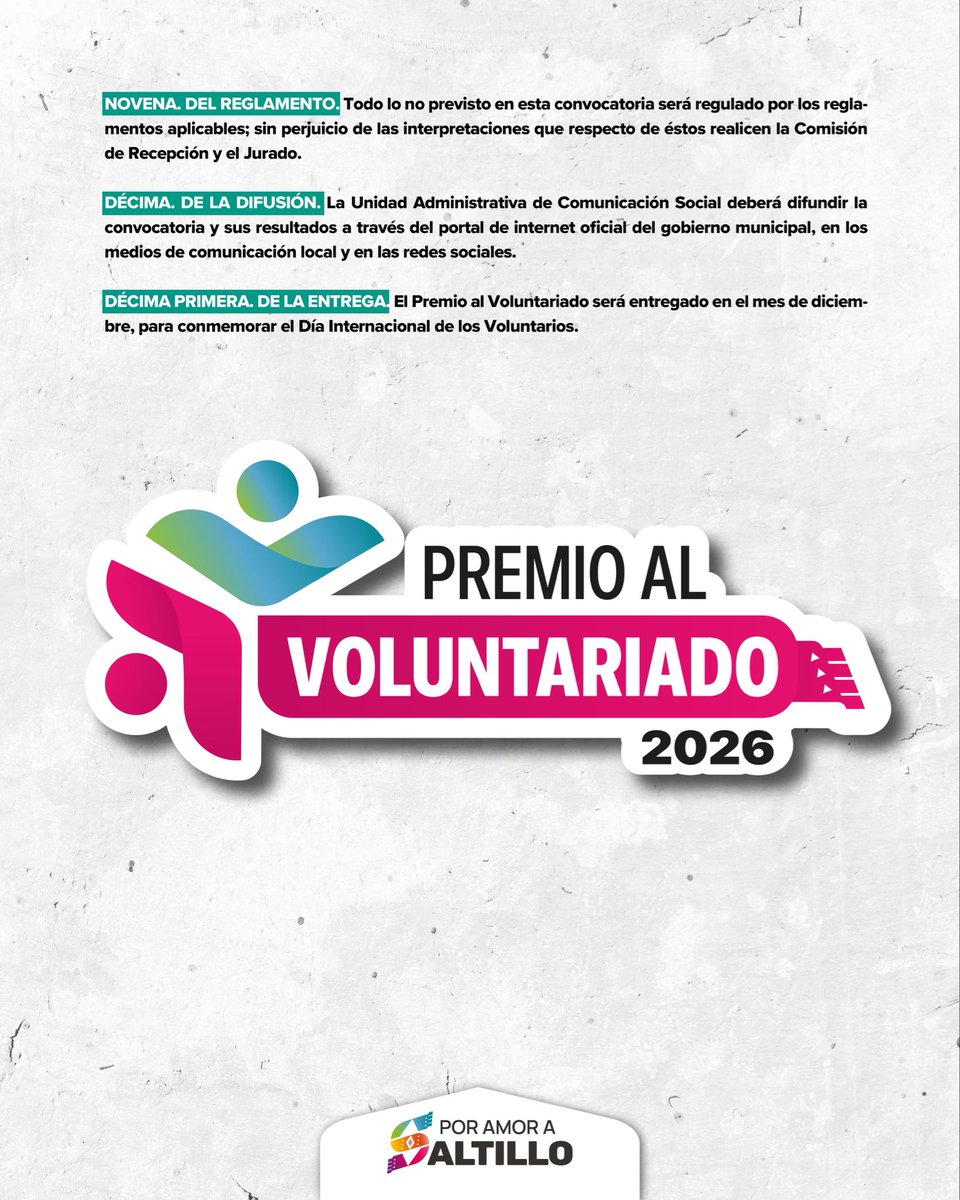 SaltilloGob's tweet photo. ¡Tú puedes reconocer su gran labor! 🙌

Si conoces a personas, instituciones u organizaciones que promueven la inclusión y el empoderamiento de grupos en situación de vulnerabilidad, nomínalas al Premio al Voluntariado 2026. 🏆

🗓️Tienes hasta el 31 de octubre.

👉 ¡Registra tu propuesta hoy en https://t.co/HUFofL0oLL o en la Secretaría del Ayuntamiento!

#PorAmoraSaltillo