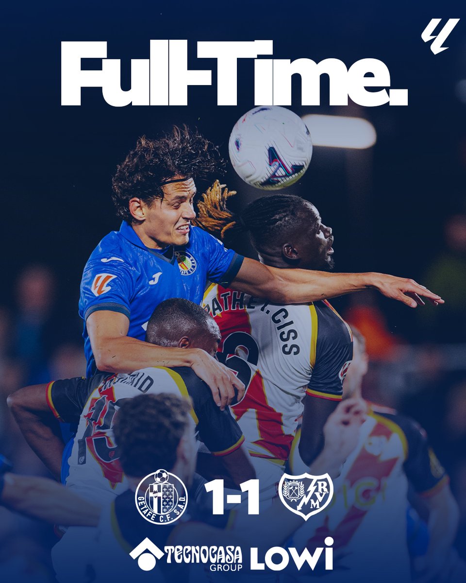 GetafeCF's tweet photo. #FINAL | ¡Punto muy trabajado, equipo! 

@GetafeCF 1️⃣-1️⃣ @RayoVallecano
⚽ Satriano

¡Conseguimos sacarlo adelante! ¡A por más! 💙💪🏻

#GetafeRayo https://t.co/3LLgYXlrZF