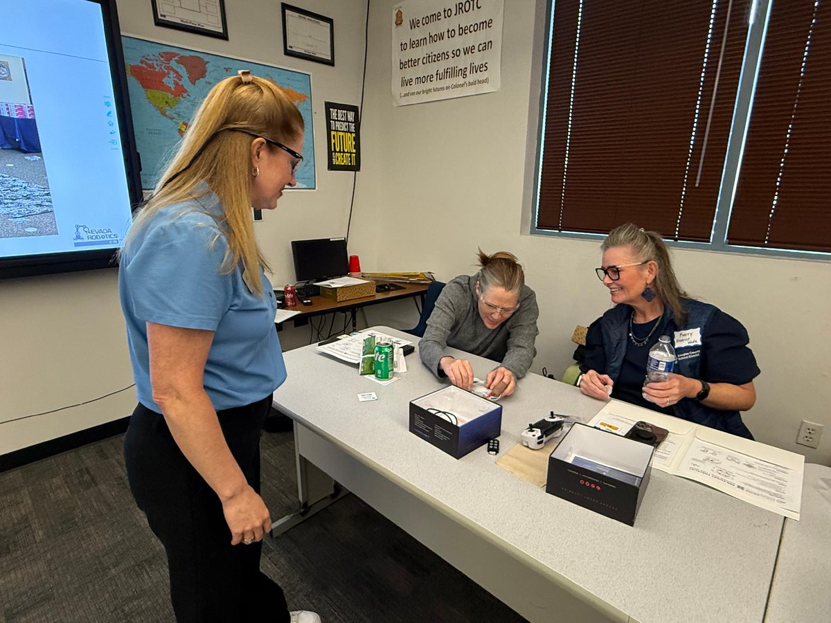 DRIScience's tweet photo. .@NevadaRobotics completed a 3 day drone training workshop with Douglas County School District teachers thanks in part to support from @SciNVtech. The teachers received drones and other supplies for their classrooms and clubs. https://t.co/irof3ZEDUj https://t.co/orgYdof7Mh