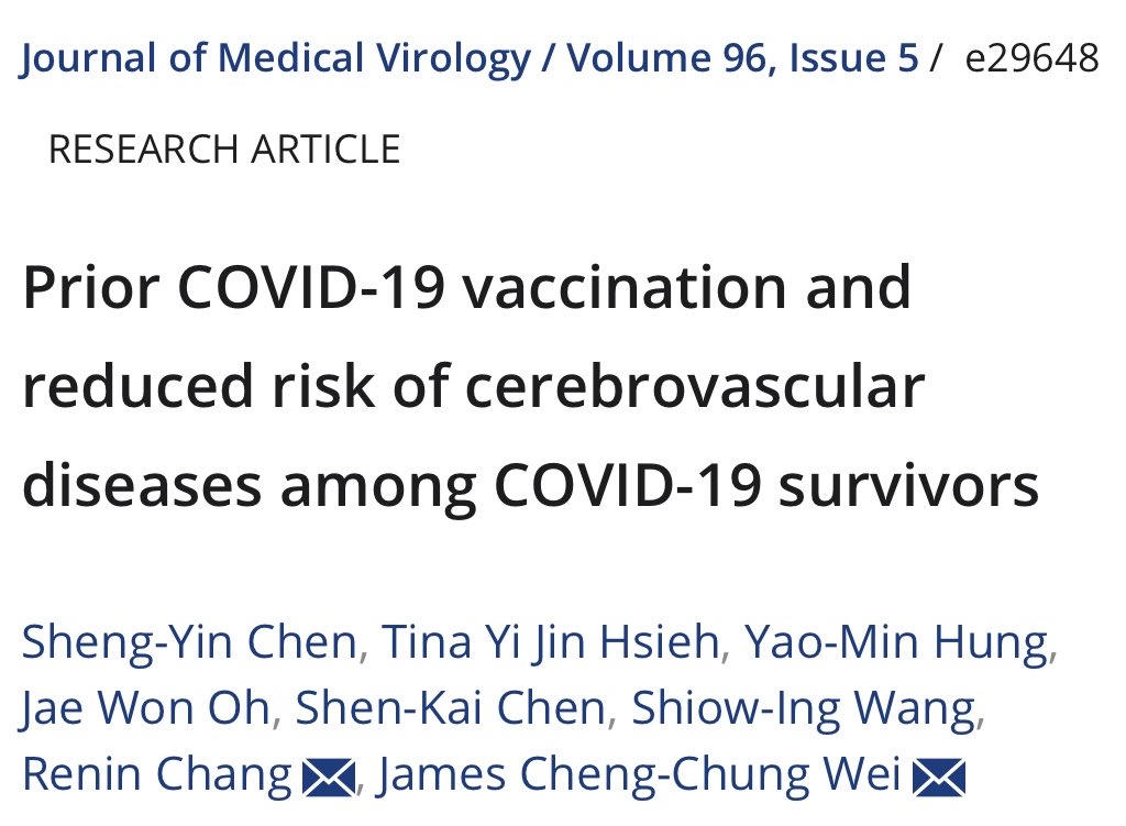 sgrothrockmd's tweet photo. @vaccine81097956 "cerebrovascular risks were LOWER in vaccinated compared to unvax (HR: 0.66) specifically cerebral infarction, occlusion &amp; stenosis of precerebral arteries &amp; other cerebrovasc dz...2-dose vaccination was a/w further REDUCED RISK cerebrovascular diseases compared to unvaccinated" https://t.co/RBnErGikLq