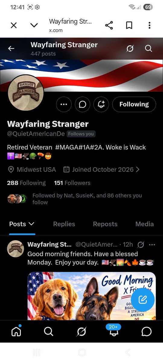 Hawkesbay69's tweet photo. ✨️new account✨️
Veteran 🇺🇲🫡MAGA 
make a connection 
@QuietAmericanDe https://t.co/ozOJQJ4BGK
