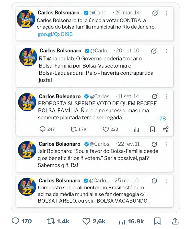 geisamarias's tweet photo. Sabemos que o Lula é pai do bolsa família. Mas você sabe o que a família Bolsonaro pensa do Bolsa Família? 

#bolsafamiliaSoComLula https://t.co/L9lI6aI3Cl