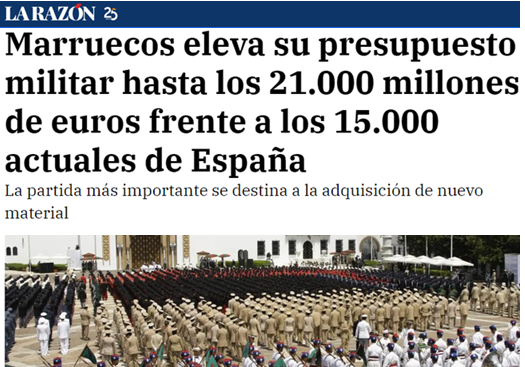 CCivicaCatalana's tweet photo. Marruecos dispara su gasto militar, superando al español y compra fragatas de última generación con misiles a 120 km, capaces de alcanzar Andalucía.

Es el mismo país que para sanidad, educación y sus menas dice que no tiene dinero y nos los envía a España. https://t.co/Hqtx71ucU4