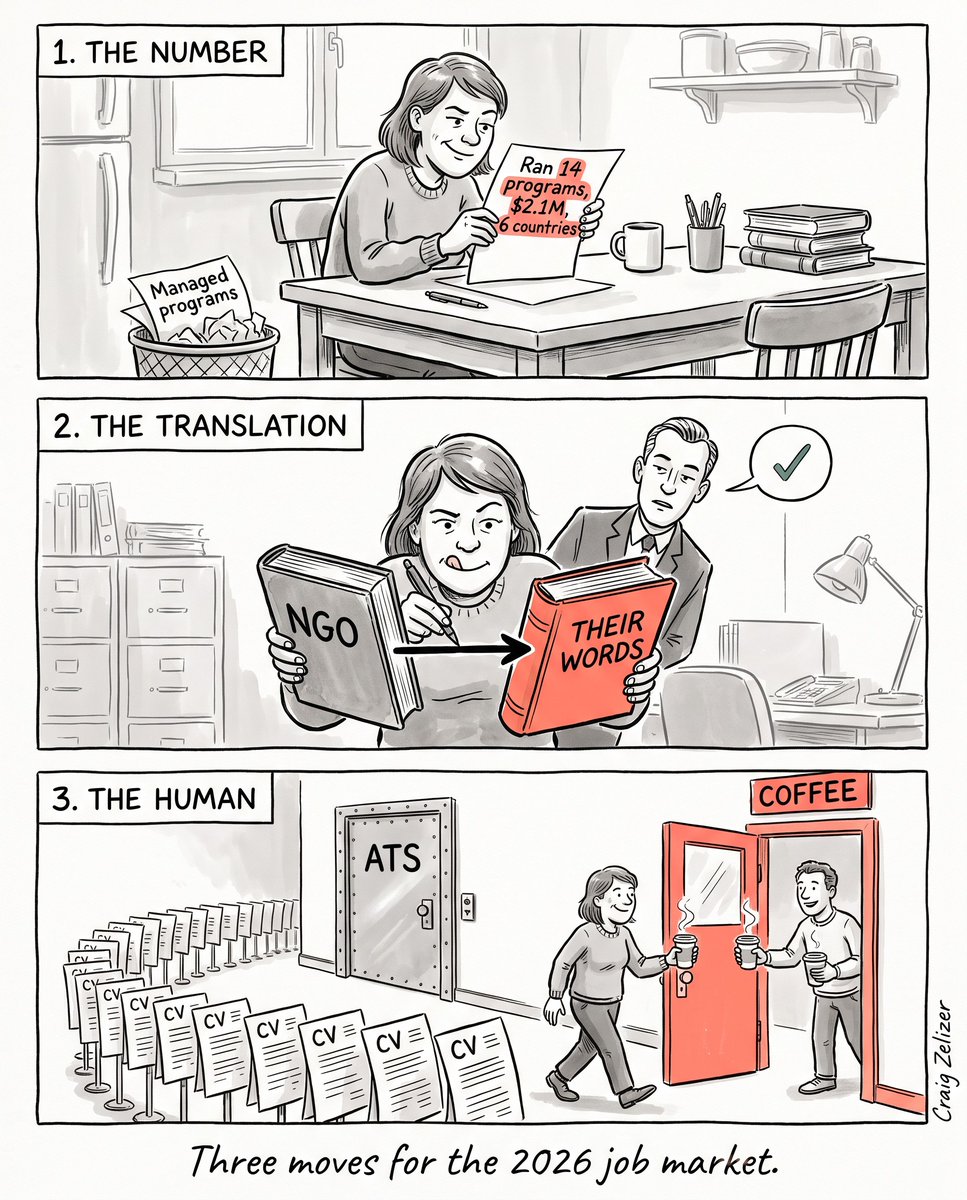 pcdnetwork's tweet photo. Three moves for the 2026 job market: put the numbers in, write in the words of the place you are going, and find a human before the software finds you. Coffee beats the queue. https://t.co/hD5fsCFvF0