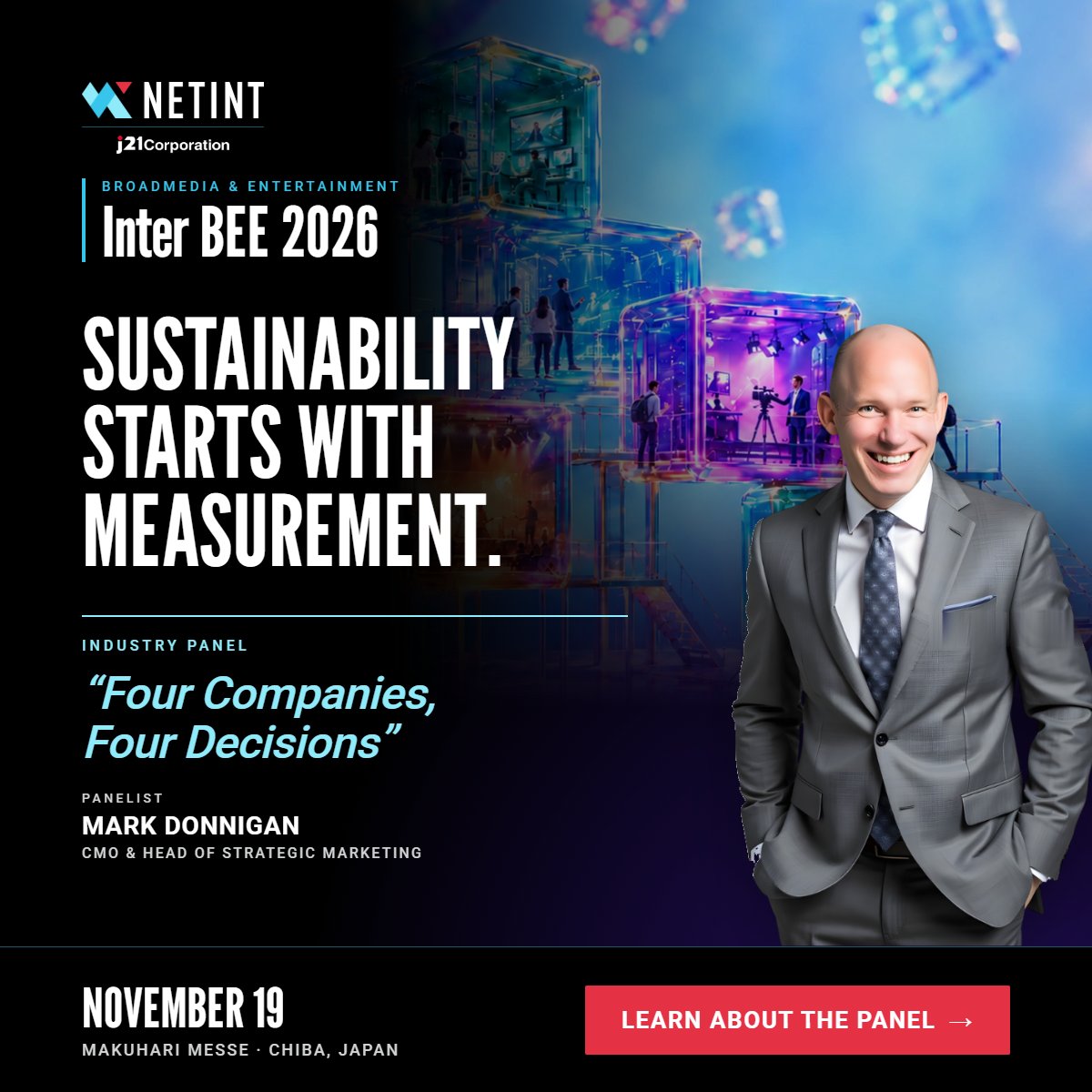 NETINT_Tech's tweet photo. v 19, Mark Donnigan joins "Four Companies, Four Decisions," a Media Climate Accord industry panel at Inter BEE 2026.

Learn about the panel:

https://t.co/1c4BSD0dU5

#SustainableMedia #InterBEE2026 https://t.co/gr3eL56RgZ