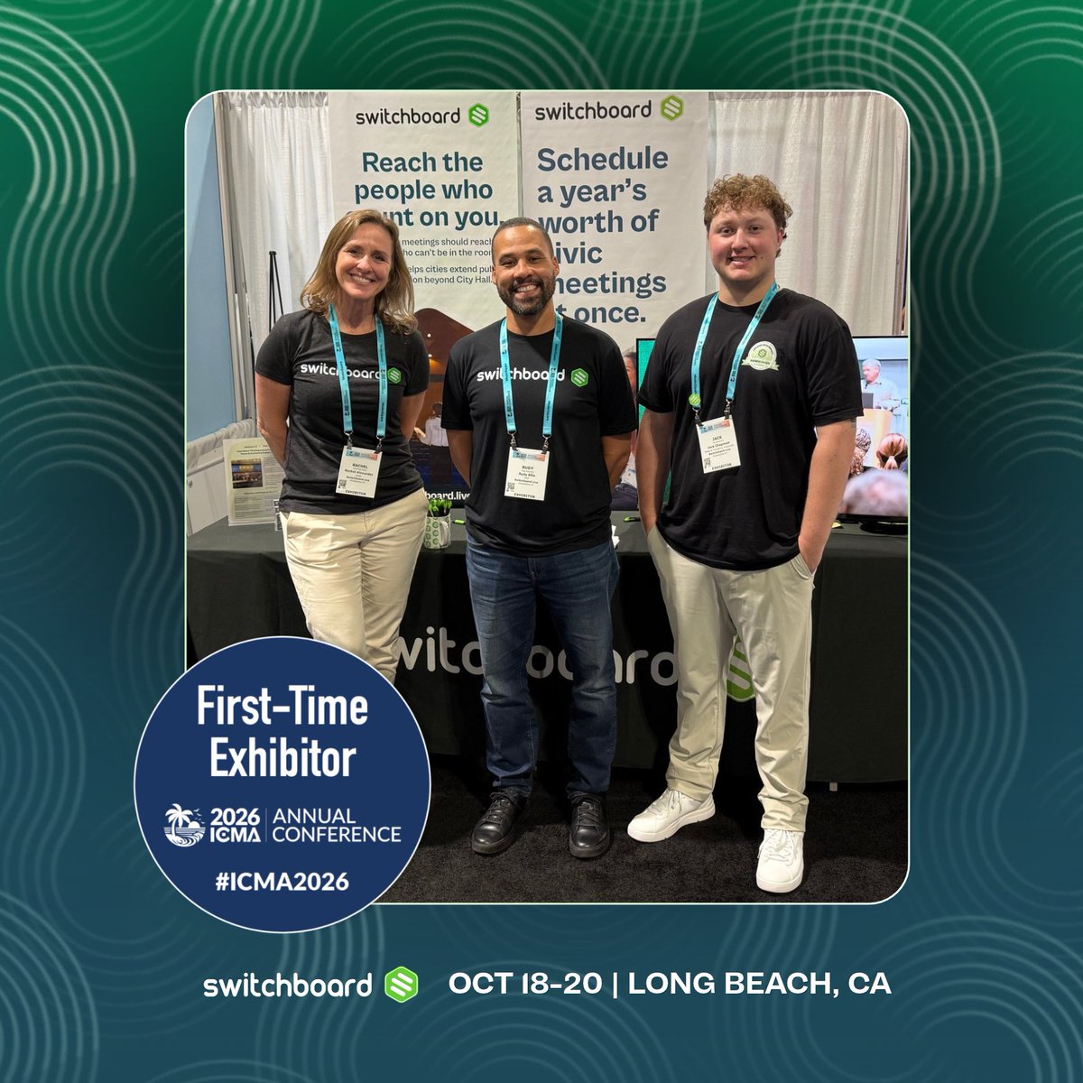 switchboardlive's tweet photo. Hi! 👋 From @ICMA!
That's us at Booth 863! Come hang out with us! 

Bring a recent livestream (or just the questions your council keeps asking), and we'll show you where your livestream is going and how to reach your community where they're already watching.

Long Beach, CA
#LocalGov #PublicMeetings #ICMA2026