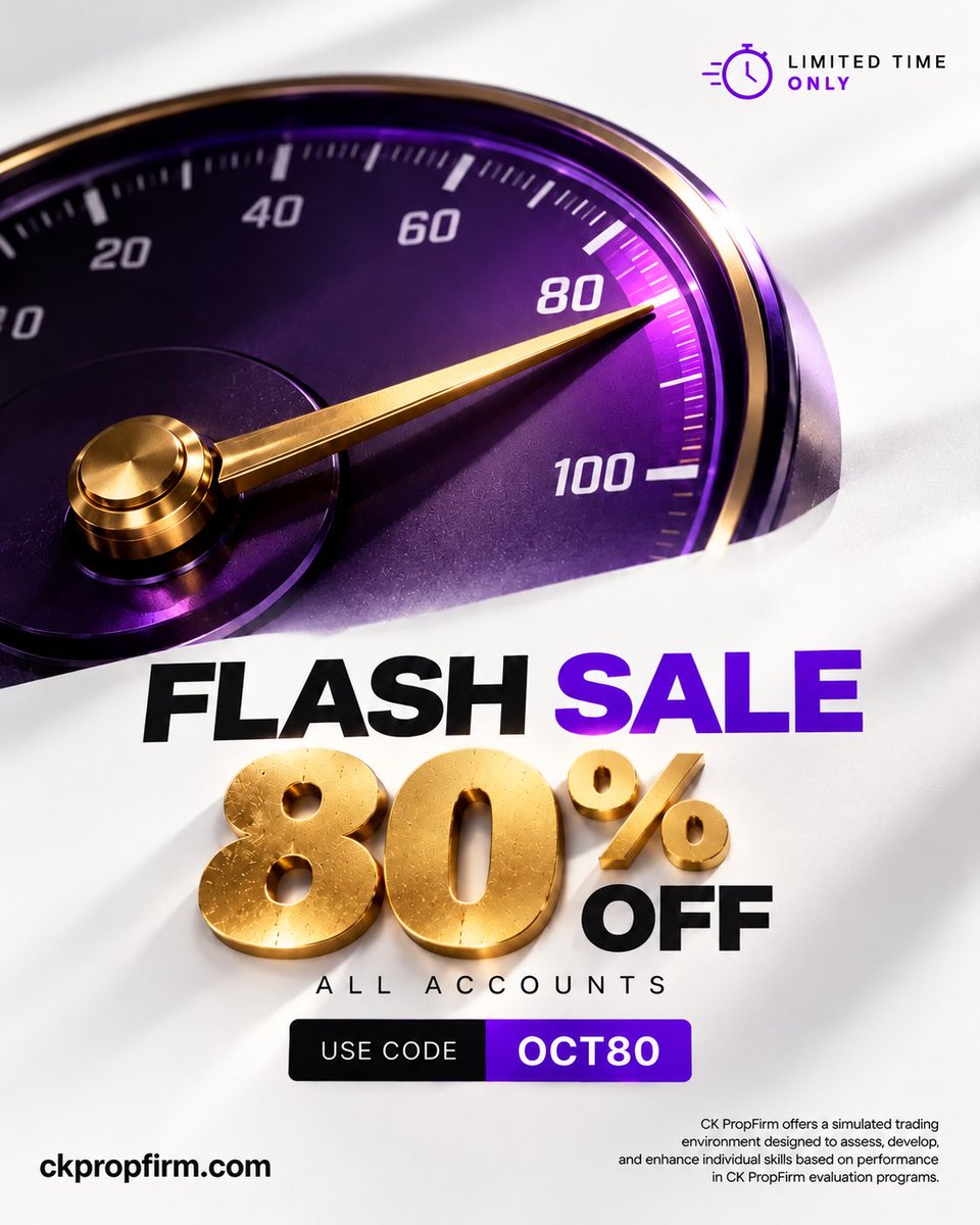ckpropfirm's tweet photo. Still thinking about it? Here's your reminder.

Get 80% OFF eligible accounts with code OCT80.

The offer is available for a limited time, so check the terms and choose the challenge that suits you.

https://t.co/5CPItn2dMf https://t.co/nXBM8sdmkb