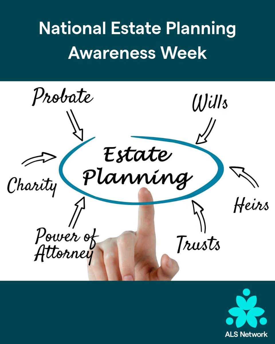 youralsnetwork's tweet photo. National Estate Planning Awareness Week is October 19 - 25, 2026.

Your plans today can create a lasting legacy of hope for the ALS community. 

By including the ALS Network in your estate plans, you ensure that future generations will have access to compassionate care and support, nationwide advocacy, and groundbreaking research. A legacy gift can be arranged without affecting your finances today - and gifts of all sizes can make a meaningful difference for people and families impacted by ALS.
Ways to Leave a Legacy:

Wills & Living Trusts: Include the ALS Network for a specific amount, a percentage of your estate, or a portion of the remaining balance.

Beneficiary Designations: Name the ALS Network as a beneficiary of your IRA, 401(k), life insurance policy, or commercial annuity.

Blended Giving: Combine a gift today with a future gift through your estate plan to make an impact now and for generations to come. 

To learn how you can create a lasting legacy with the ALS Network during National Estate Planning Awareness Week, visit our website or contact our planned giving team today. We are here to help.
https://t.co/v9ZqDalYBf

#EstatePlanningAwarenessWeek #LegacyGiving #ALSNetwork #PlannedGiving