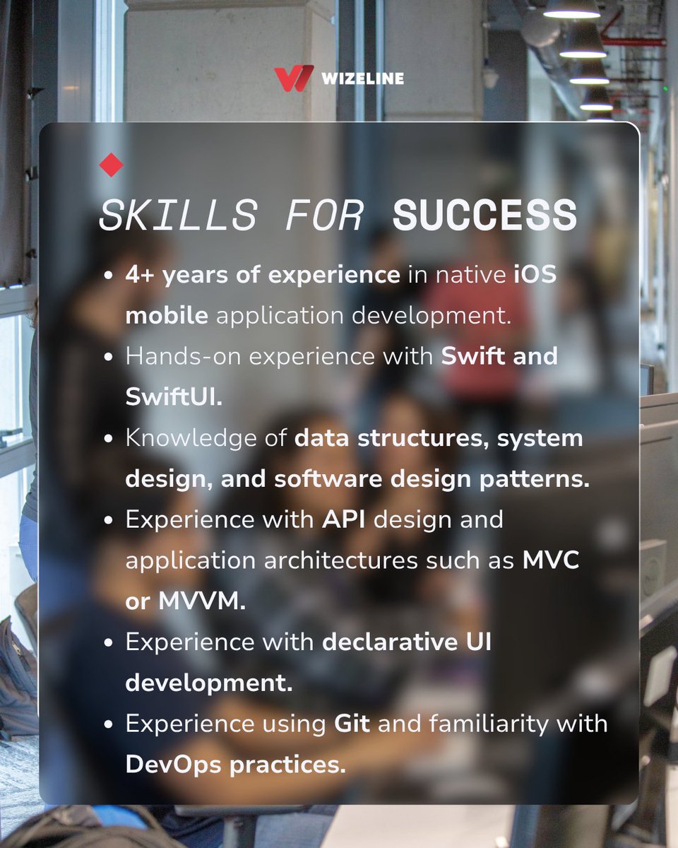 wizelineglobal's tweet photo. We’re #hiring a #SoftwareDevelopmentEngineer - iOS 📱✨

Join us in #Barcelona to build next-gen #iOS apps 🇪🇸 Looking for 4+ years in Swift &amp; SwiftUI, strong MVVM/MVC skills, and a passion for modern mobile tech 🚀

Apply now 👉 https://t.co/wGAwzFj1WM https://t.co/zOVgHP1nLW