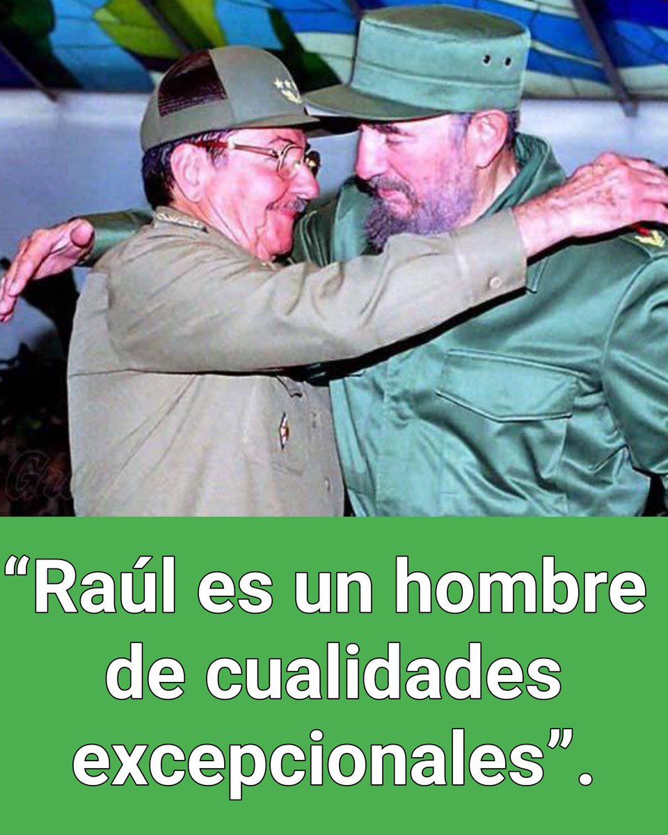 MinfarC's tweet photo. 🇨🇺Fidel: Raúl es un compañero que tiene sus criterios, sus opiniones, su carácter y su forma de ser, y, por cierto, es un individuo muy diferente de ese Raúl que ha querido pintar la propaganda enemiga. 
#FARCuba https://t.co/i4QFdmMT5O