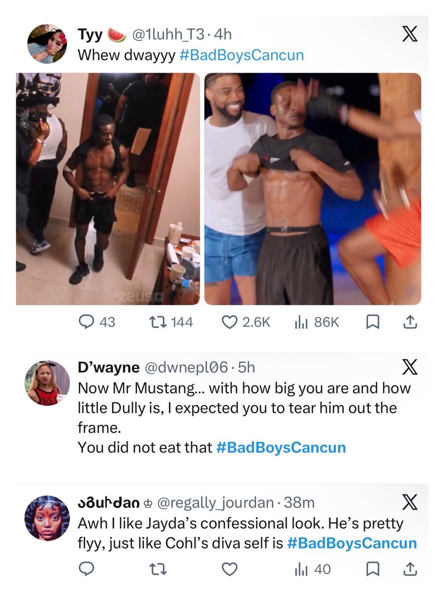 The_ZeusNetwork's tweet photo. 🔥 #BadBoysCancun was TRENDING at #19 with #Mustang, @dullydmiracle &amp; @gmftutu_ while #BaddiesGoneWildCancun held it down at #28 with #Cerose, #BigLiddy &amp; #MsBP!! 😈🤪 Swipe 👉🏾 to see what the FANS were saying about BOTH shows &amp; drop your thoughts!!👇🏾 https://t.co/Ab5mTJvBpn