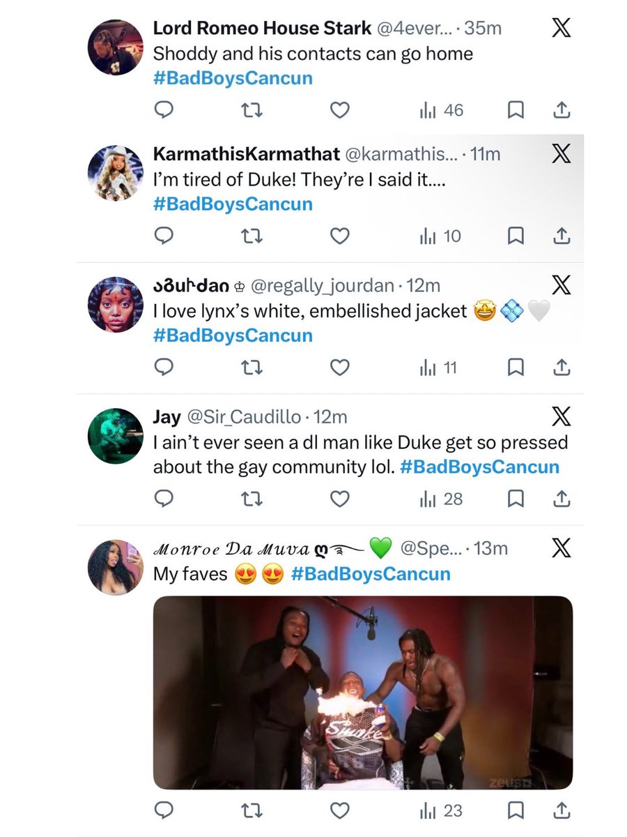 The_ZeusNetwork's tweet photo. 🔥 #BadBoysCancun was TRENDING at #19 with #Mustang, @dullydmiracle &amp; @gmftutu_ while #BaddiesGoneWildCancun held it down at #28 with #Cerose, #BigLiddy &amp; #MsBP!! 😈🤪 Swipe 👉🏾 to see what the FANS were saying about BOTH shows &amp; drop your thoughts!!👇🏾 https://t.co/NGaBKSIr30