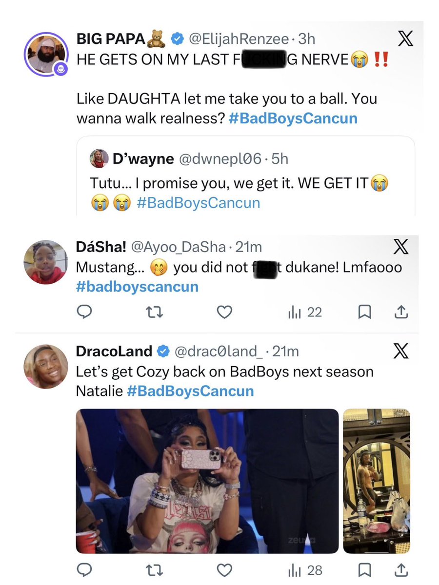 The_ZeusNetwork's tweet photo. 🔥 #BadBoysCancun was TRENDING at #19 with #Mustang, @dullydmiracle &amp; @gmftutu_ while #BaddiesGoneWildCancun held it down at #28 with #Cerose, #BigLiddy &amp; #MsBP!! 😈🤪 Swipe 👉🏾 to see what the FANS were saying about BOTH shows &amp; drop your thoughts!!👇🏾 https://t.co/NGaBKSIr30
