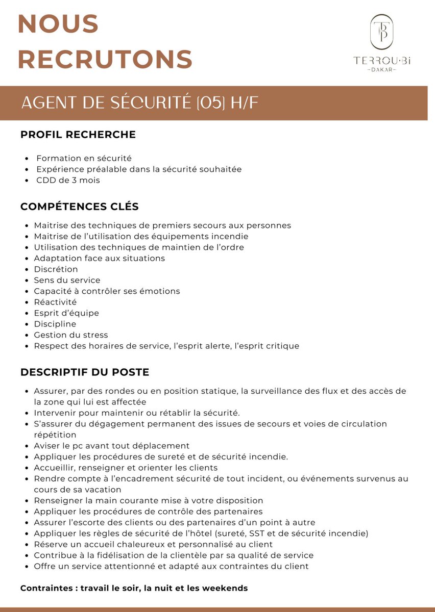 Genius_UX's tweet photo. 🚨🇸🇳
Hotel Terrou-Bi cherche des agents de sécurité

Lien 🔗 : https://t.co/lzcBcS9Y9W https://t.co/MNgAa2yzT0