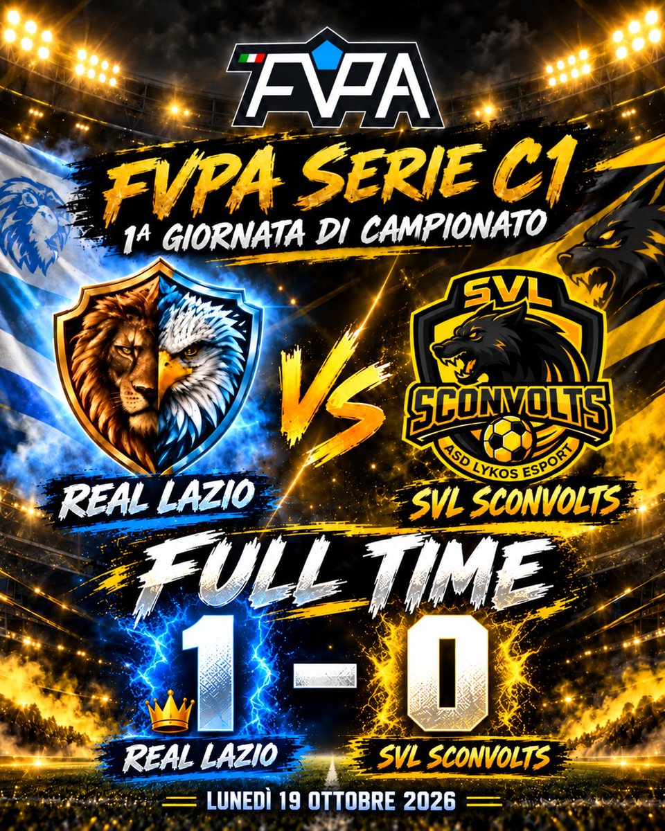 SVLSconvolts's tweet photo. ⚽ FVPA SERIE C1 | 1ª GIORNATA

🐺 ESORDIO AMARO PER GLI SCONVOLTS!

Sconfitta per 1-0 contro un Real Lazio solido e ben organizzato. Buona prestazione dei gialloneri, che creano diverse occasioni senza riuscire a concretizzarle.

🖤💛 Testa alta e voglia di riscatto! https://t.co/qpb1pvXcw2