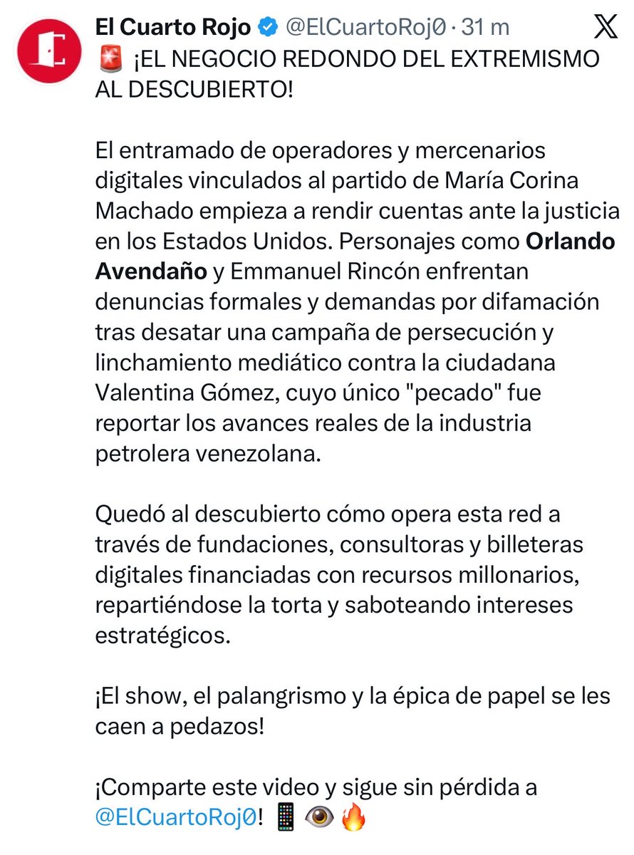 oavendano's tweet photo. Nuevamente puesta en marcha la maquinaria chavista de propaganda para intentar desprestigiarnos.

Son cuentas chavistas, todas. Muchos bots.

Y coinciden con los esfuerzos de Alejandro Betancourt a través de sus recién contratados y muy baratos operadores. 

Atacan al “enjambre”. Es decir, a la gente autónoma que se expresa por aquí.