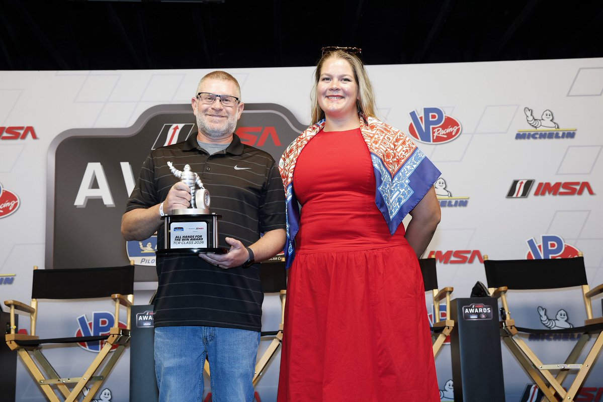 BHA's tweet photo. The No. 33 Hyundai Elantra N TCR crew took home the Michelin All Hands for the Win award after spending the least amount of time on pit lane throughout the season! 🏆 https://t.co/ZnGNlWDeBl