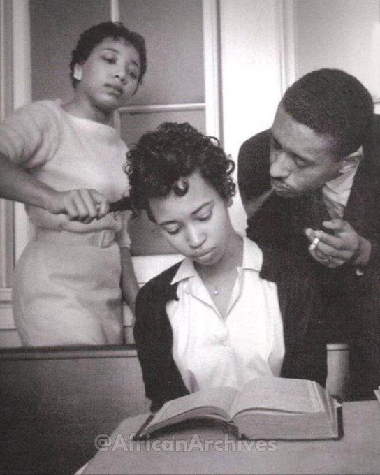AfricanArchives's tweet photo. A young girl in a school for black civil rights activists being trained to not react to hair being pulled and smoke blown in her face, 1960.

In 1960, young civil rights activists were trained to endure abuse without reacting. many of them teenagers and children—were taught how to remain calm while facing physical and verbal harassment. The goal was preparation for sit-ins, marches, and protests where hostility was expected.