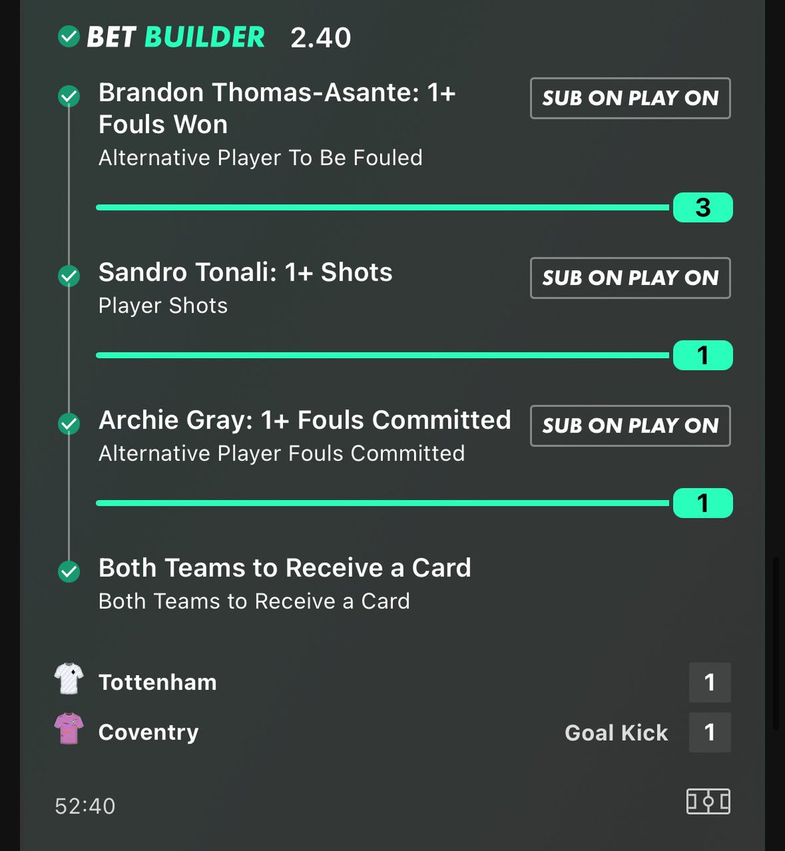 YorkshireTips06's tweet photo. BOOM 💥 

BOTH MY SPURS V COVENTRY BET BUILDERS WIN😍

ALL STATS FROM @StatsHubCom 👏👏

JOIN FREE GROUP HERE👇

https://t.co/I191HJGUBp https://t.co/6CooY30o9S