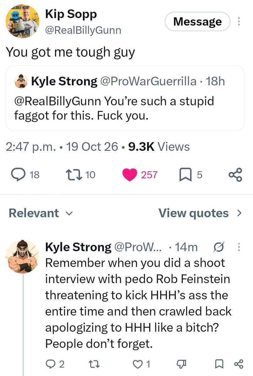 AEWNeckbeard's tweet photo. Billy Gunn triggering sickos is the funniest thing today. He should tell Kyle to suck it 🤣🤣 https://t.co/TohgELJTeF