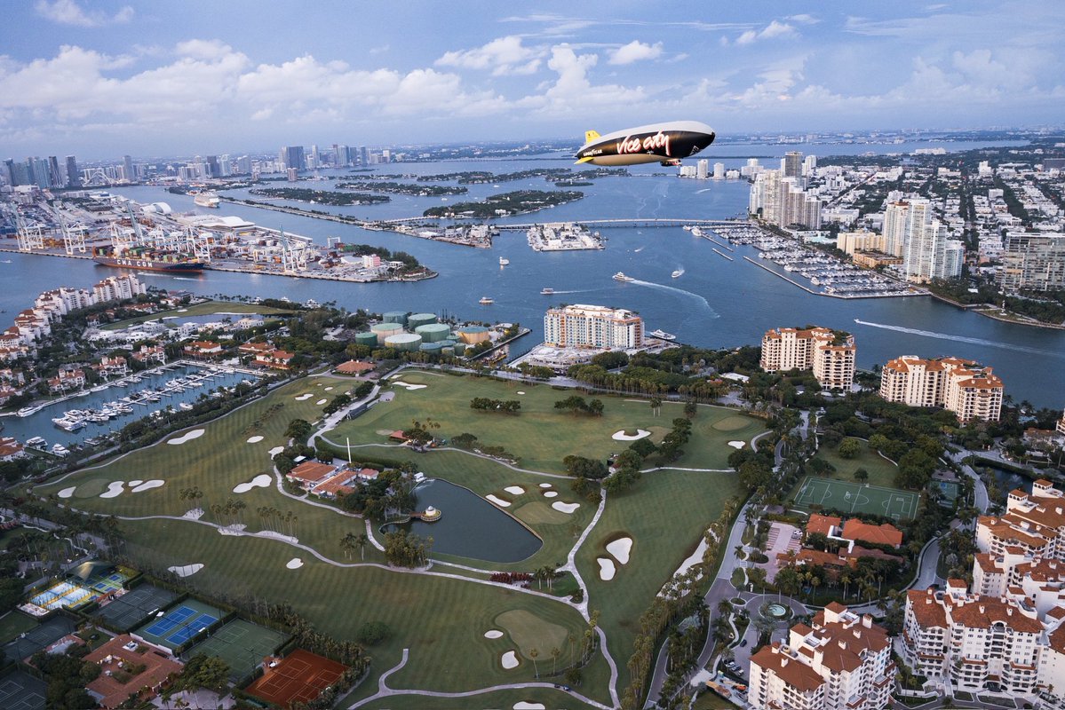 TheMiamiGuide's tweet photo. GTA VI is taking over Miami's skies 🌴 The Vice City blimp flies Oct 20–25, then back for NASCAR, the Heat's Vice City night &amp; Dolphins-Jets. https://t.co/DW0rBn84OI