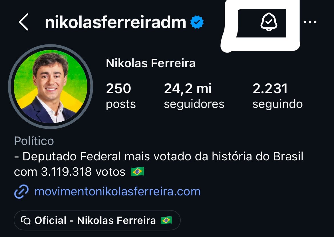 CentralDireitaB's tweet photo. 🇧🇷 Amanhã, 12h: Nikolas Ferreira.

Precisamos de milhões de compartilhamentos do post nos Stories.

Ative as notificações, curta o vídeo, reposte e coloque nos Stories. Vamos ocupar espaço. https://t.co/3KICvLqOJh