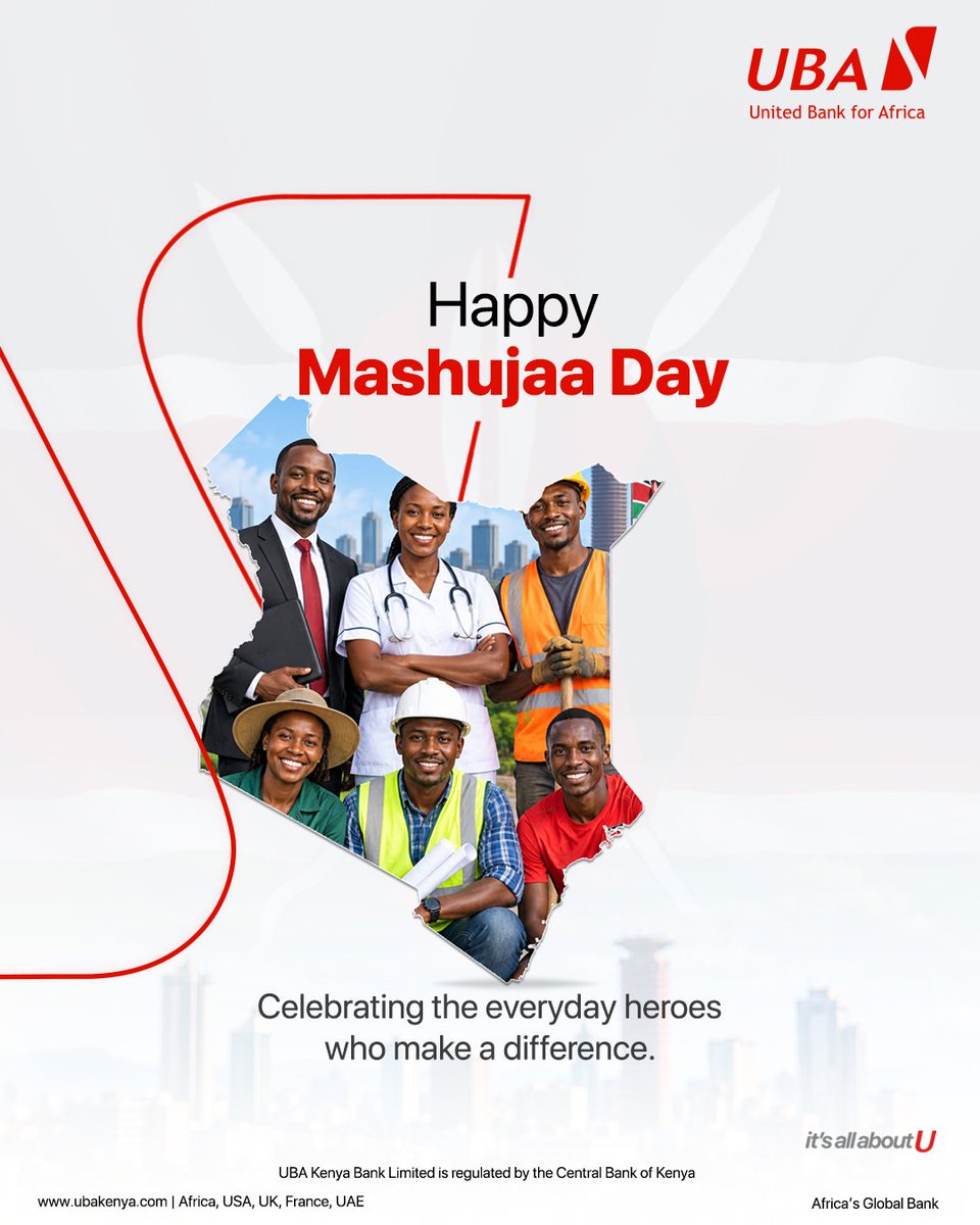 UBA_KE's tweet photo. Happy Mashujaa Day! 🇰🇪
Today, we celebrate the everyday heroes who continue to make a difference in our communities and our country.
Wishing all Kenyans a happy and meaningful Mashujaa Day.
#MashujaaDay #UBAkenya #AfricasGlobalBank https://t.co/m8rQaLXbnw