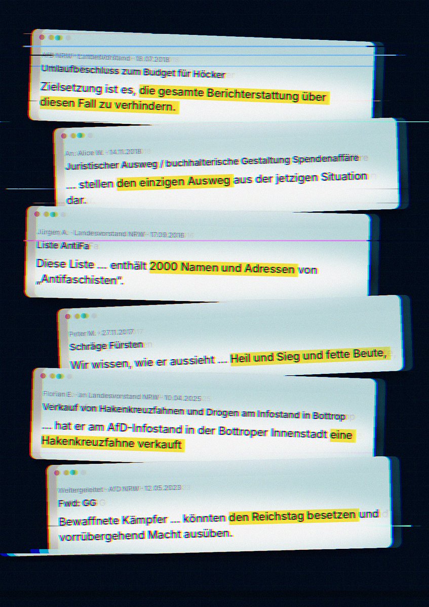 IntCyberDigest's tweet photo. ‼️ Leaked AfD emails show party bosses approving money for lawyers to stop a story, a "legal way out" pitched to Alice Weidel, a 2,000-name list of "antifascists" and a candidate who bugged a bedroom with an Alexa.

A call for an armed Reichstag takeover.

The 12 biggest finds 🧵 https://t.co/S95Z9ihEv6