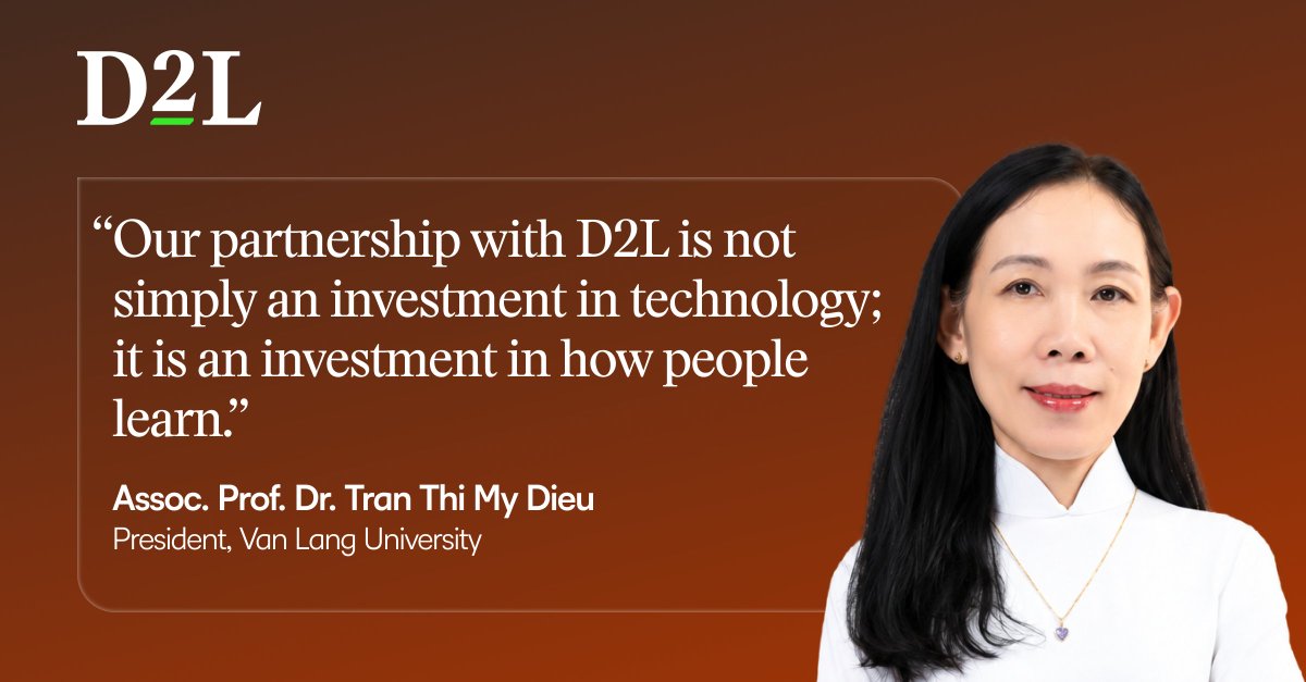 D2L's tweet photo. We’re excited to welcome Van Lang Education Group as D2L’s first strategic customer in Vietnam! 🎉

Together with D2L Lumi, Performance+ and H5P, these solutions will help VLG expand learning opportunities for students and educators!

Read more: https://t.co/LRfmD1iIDc https://t.co/9tRh8x5mw0