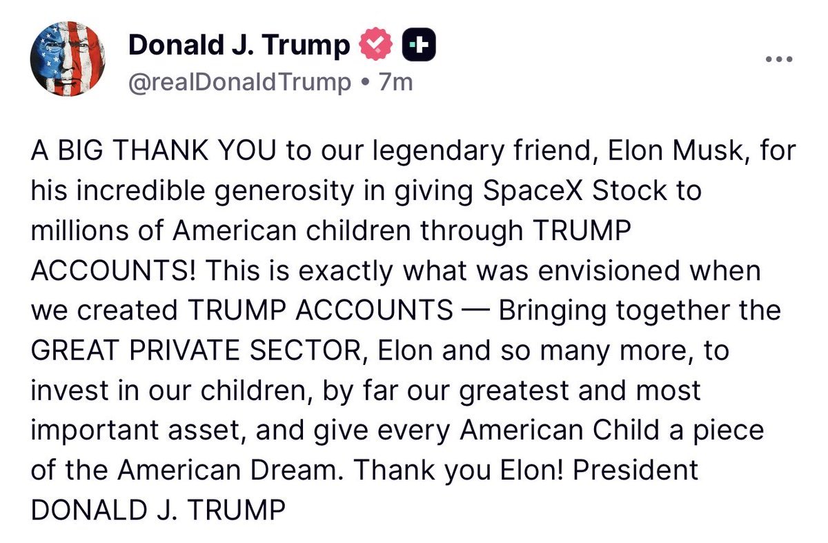 Americanispcx's tweet photo. ❤️ WOW! President Trump just gave a huge Thank You &amp; shoutout to a “Legendary Friend” Elon Musk

THE DEEP STATE COULDN’T KEEP THESE 2 AWAY

WE ARE SO FREAKING BACK 🔥 https://t.co/Nkal4ZBOhP