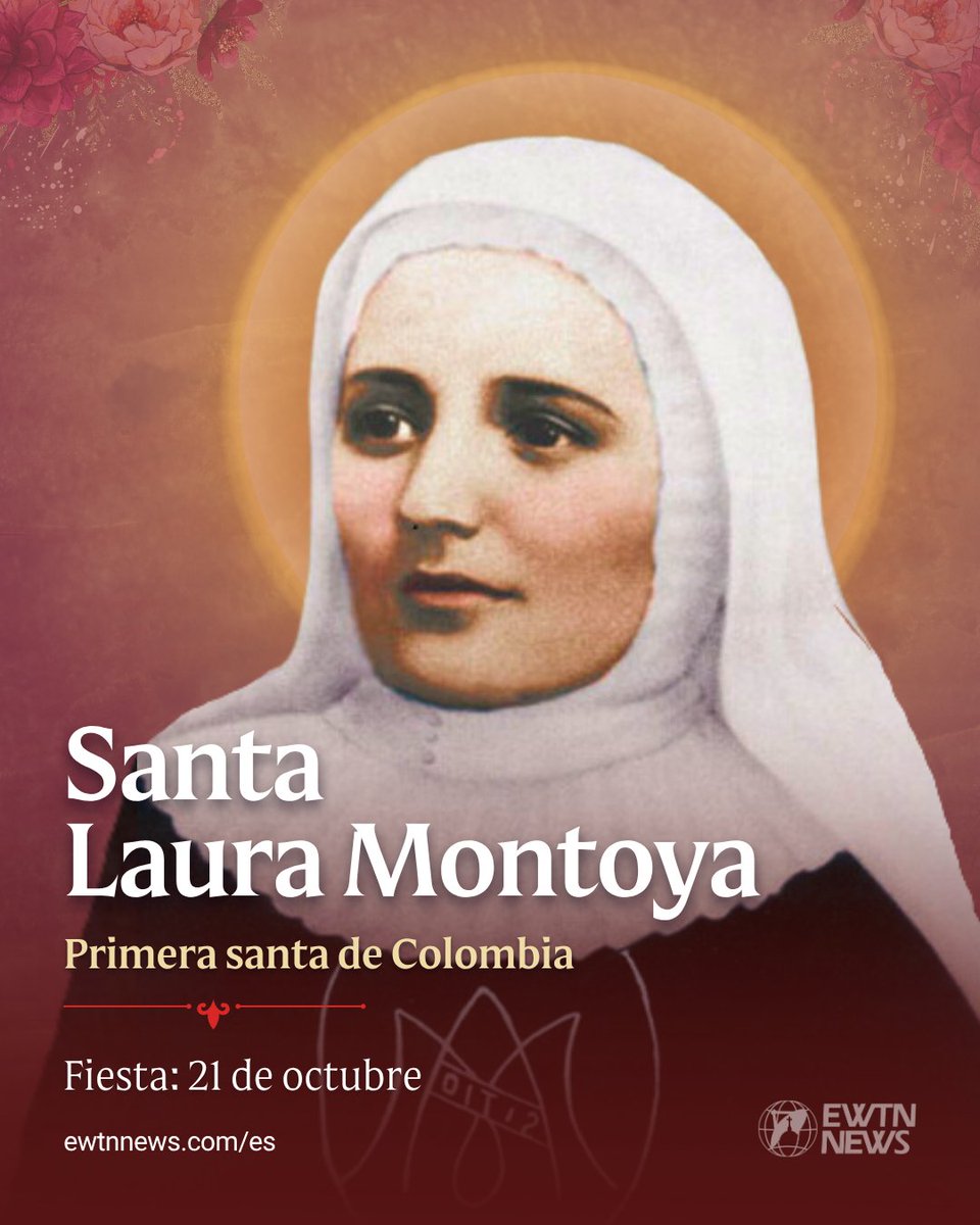 aciprensa's tweet photo. 🙏🇨🇴 Hoy celebramos a Santa Laura Montoya, primera santa colombiana

Cada 21 de octubre, la Iglesia celebra a Santa Laura Montoya (1874-1949), conocida como la “Madre Laura”, educadora y misionera que dedicó su vida a evangelizar y servir a las comunidades indígenas de Colombia. También es considerada patrona del magisterio de su país.

En 1914 fundó la Congregación de las Misioneras de María Inmaculada y Santa Catalina de Siena, dedicada a anunciar el Evangelio y defender la dignidad de los pueblos indígenas, respetando su lengua y cultura. Fue canonizada por el Papa Francisco el 12 de mayo de 2013, convirtiéndose en la primera santa nacida en Colombia.

Lee la nota aquí: https://t.co/lYtj808Tp0