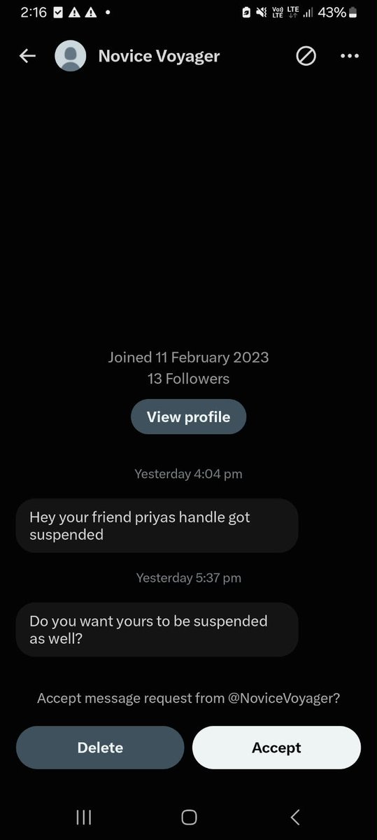 AlphaOfShrgrl's tweet photo. The one who harasses women online and has a history of doing so, suspended Goddess Shriyanka’s account. 

And is now threatening @GoddessZanya @CandyBabefm @VanillaCandyfm 

His I’d is : @NoviceVoyager 

Spam report him guys, whoever is a fan of her. https://t.co/0jQz4ZZ39e