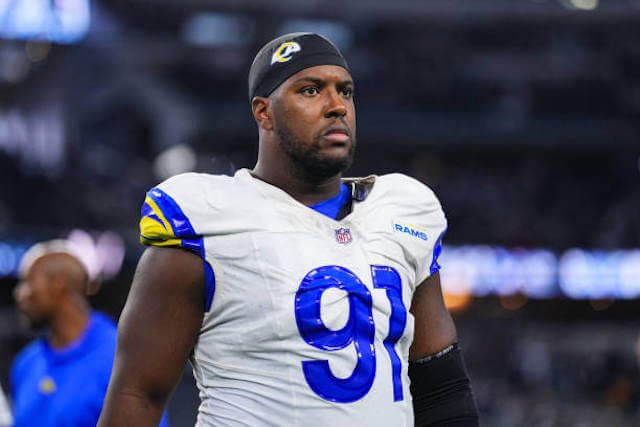 BuiltForLA's tweet photo. Latest Rams injury news:

Kobie Turner: Transferred to IR (Groin)

Davante Adams: Out 6-10 weeks (Hamstring)

Poona Ford: Out For Season (Triceps)

Blake Grupe: Out For Season (ACL)

It’s the 2022 season all over again. https://t.co/77hV5v41Ni