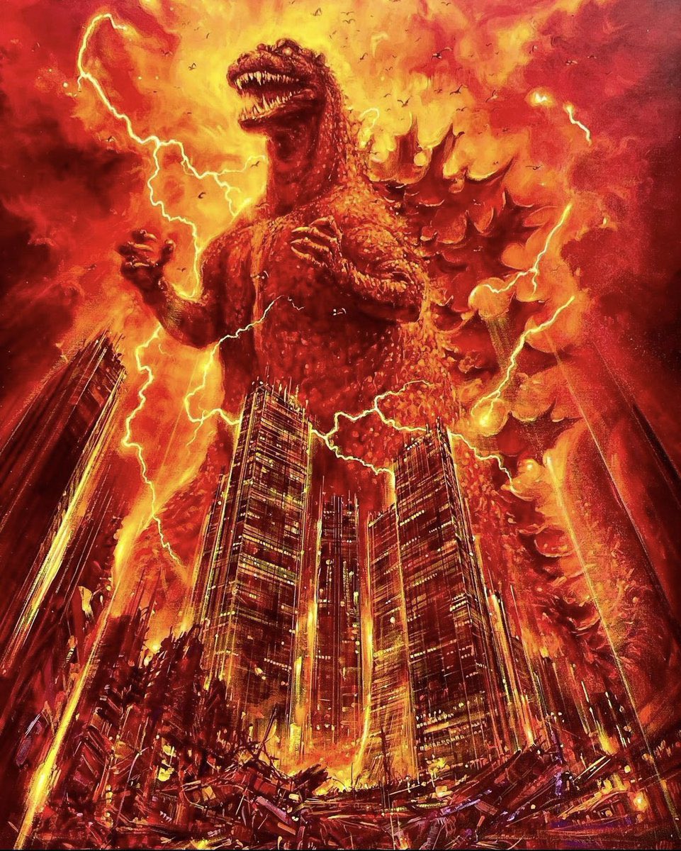SciFiArchives's tweet photo. Godzilla art by Japanese artist Noriyoshi Ohrai https://t.co/ewsB6Gk3Js