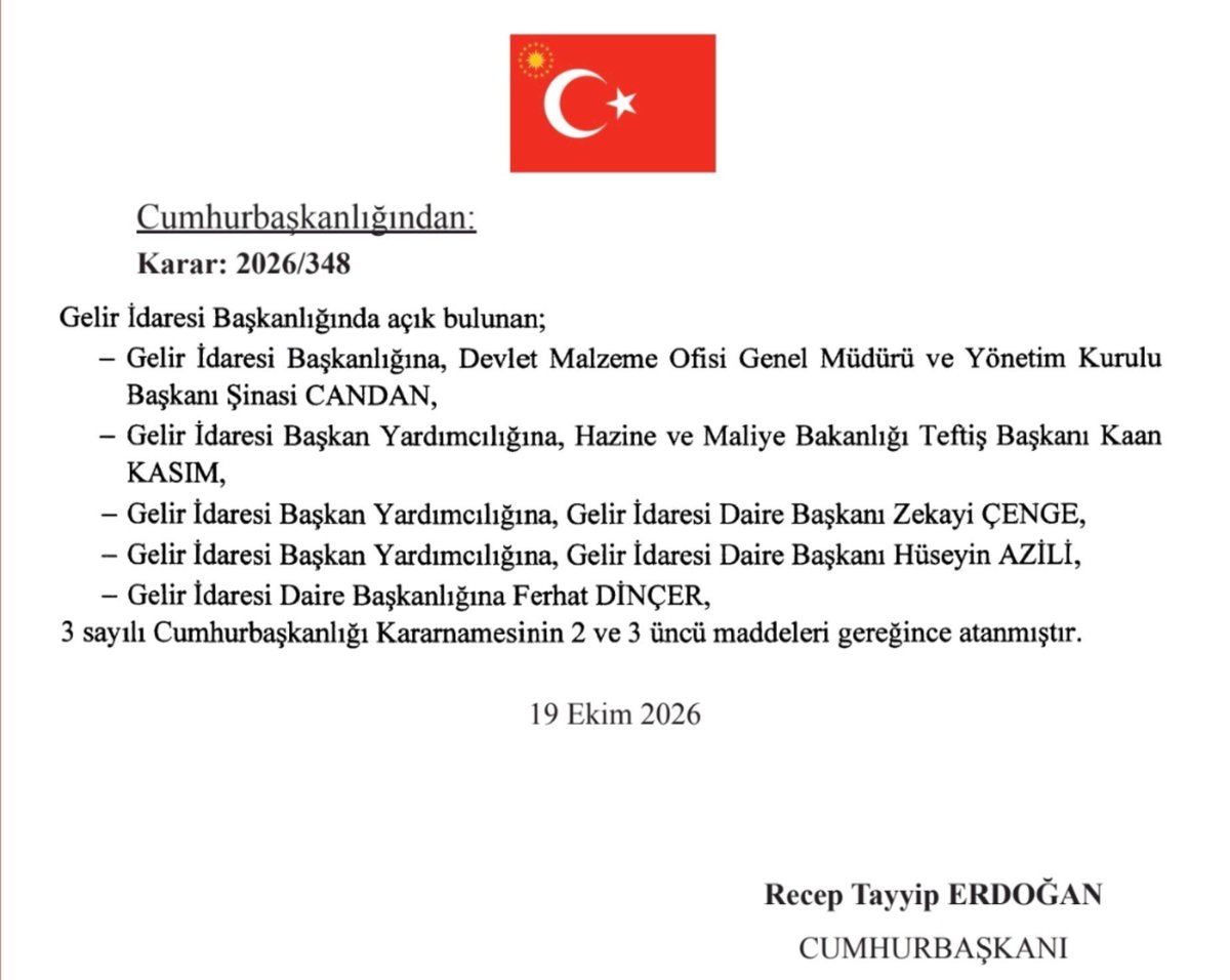 PiyasaOttoman90's tweet photo. 🔴 DMO Yönetim Kurulu Başkanı ve Genel Müdürü Şinasi Candan, Gelir İdaresi Başkanı olarak atandı. https://t.co/Itn5Xoz35I