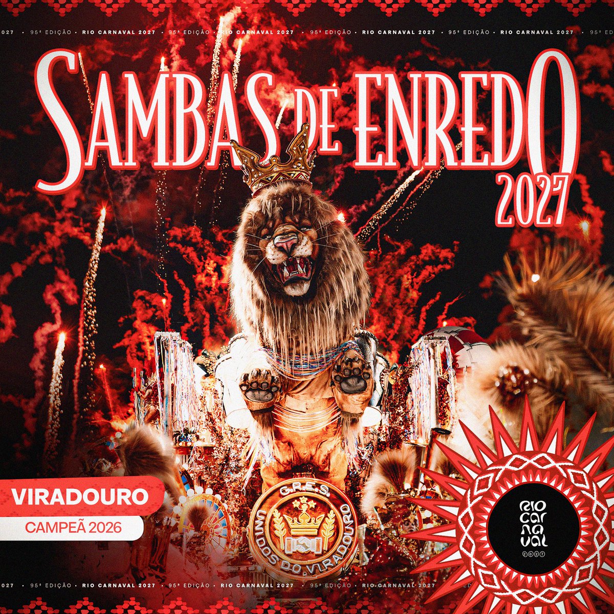 maiscarnaval's tweet photo. 🎧 O que acharam da capa do álbum dos sambas-enredos das escolas de samba do Grupo Especial do Rio de Janeiro para o #Carnaval2027? Já anota na agenda que no dia 29 de outubro estará disponível em todas as plataformas digitais https://t.co/6dYmsaXJFx
