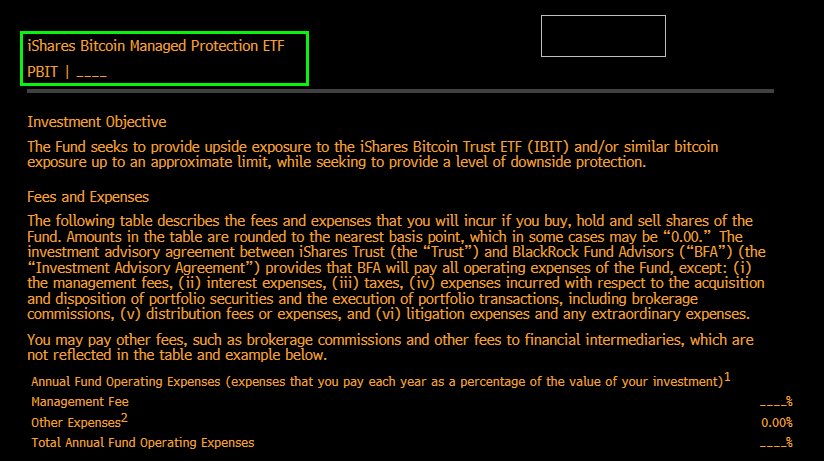 coinacademy_fr's tweet photo. 🚨 BlackRock dépose un nouveau dossier pour un ETF Bitcoin « buffer », sous le ticker $PBIT.

Le produit offrirait une protection contre la baisse en échange d’une limitation du potentiel de hausse. https://t.co/FznrMzhciQ