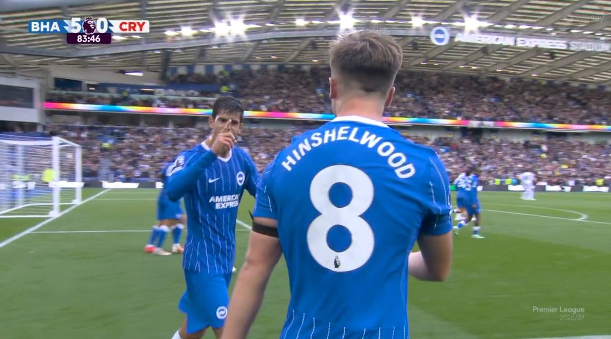 foet247europa's tweet photo. Diego Gómez scored a sensational goal from the halfway line as Brighton beat Crystal Palace 5-0. #BHACRY https://t.co/VDgt5PiPXn