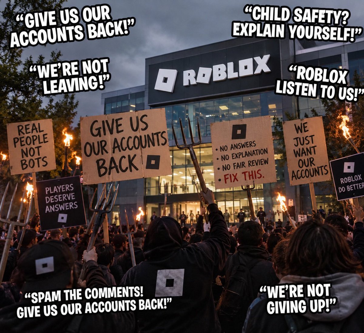 JKBPoss3sed's tweet photo. We all felt robbed and unseen from Roblox but I can promise you all they definitely seen us and they hate that we ain’t backing down! Keep pressing and we will eventually get answers. @Roblox @DavidBaszucki if you see this unban our accounts ALL OF OURS!!! #robloxbanwave #roblox https://t.co/IBVzg9WA1Y
