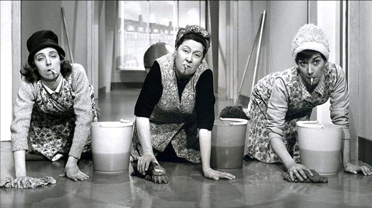 rbritanniapod's tweet photo. Taking the City to the Cleaners
For our next outing on the Reel Britannia podcast, we are grabbing our mops and buckets for a wonderfully inventive slice of 1963 British comedy, Ladies Who Do.

Directed by C.M. Pennington-Richards and penned by the writing duo of Michael Pertwee and John Bignall, the film follows a formidable crew of London charwomen—led by the irrepressible Mrs. Rubin (Miriam Karlin) and the commanding Mrs. Higgins (Peggy Mount)—who spend their evenings scrubbing the offices of the City's financial elite. When they stumble across lucrative stock market tips discarded in the wastepaper baskets, they team up with an eccentric, cigar-chomping retired Colonel (Robert Morley) to play the ruthless property developers at their own game. It’s not long before they cross paths with the unscrupulous James Ryder, played with delightful sleaze by Steptoe and Son’s Harry H. Corbett.

Boasting an absolute powerhouse ensemble of beloved British character actors, including Dandy Nichols and Jon Pertwee, the film is a gloriously charming class-war caper and a fascinating time capsule of a rapidly changing London. The Reel Britannia team will be sweeping through the film in our familiar warm, conversational, and lightly irreverent style, marvelling at Morley’s effortless buffoonery and the sheer screen presence of our leading ladies.

This episode, along with the complete Reel Britannia back catalogue, is available wherever you download your podcasts and at:
https://t.co/JQd9OG8yeZ 

If you're enjoying the show, remember that special bonus episodes are available through the Reel Britannia Patreon, inviting listeners to support the podcast and enjoy even more of our classic film discussions.

#LadiesWhoDo #RobertMorley #PeggyMount #HarryHCorbett #BritishComedy #BritishCinema #ReelBritannia #Podcast #ClassicFilm #1960sCinema