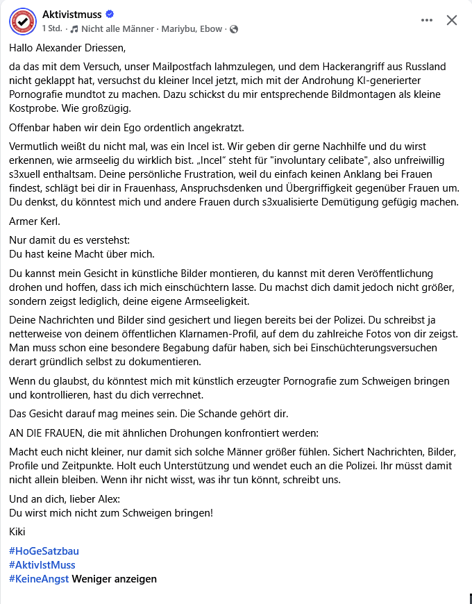 Suzimiya's tweet photo. #Aktivistmuss Hogesatzbau
Hallo Alexander Driessen,
... #Text #Antwort #Kommentar https://t.co/VcmQZMnKb1