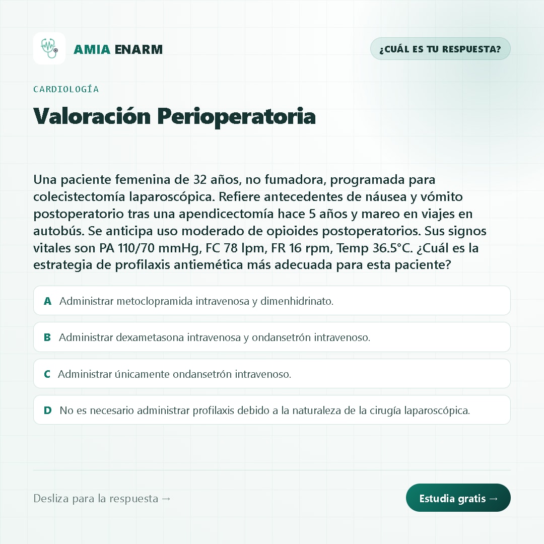 AMIAHealthTech's tweet photo. 🩺 Valoración Perioperatoria — ¿cuál eliges?
Desliza para ver la respuesta y el porqué.
#amiaenarm #amiahealthtech #ENARM https://t.co/grZ1Jb81Ry