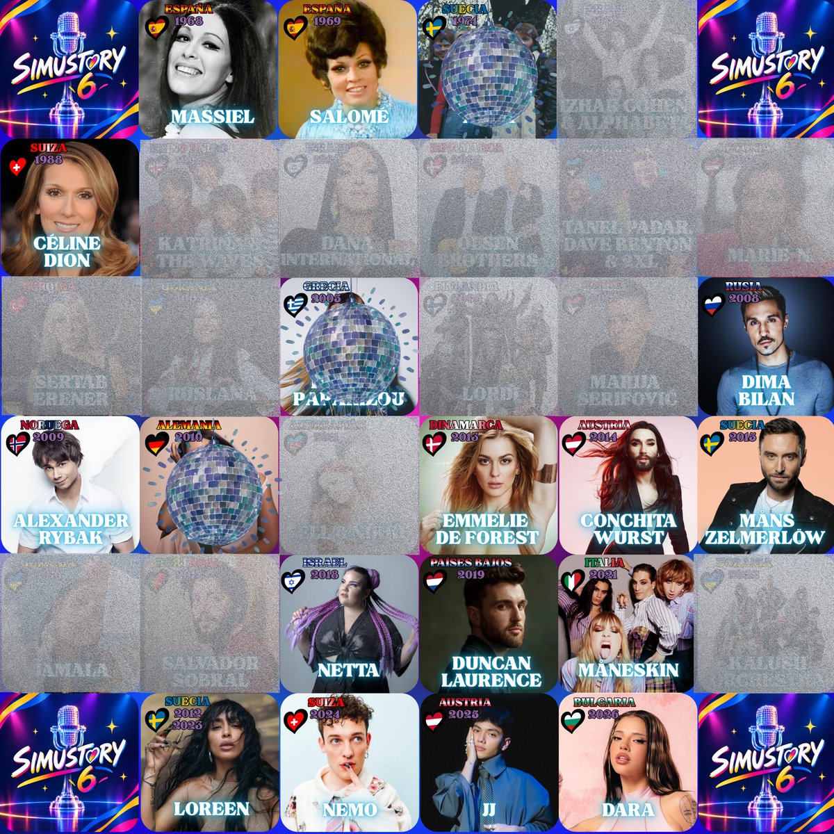 Simustory's tweet photo. 🎤 SIMUSTORY 6: BEST EUROVISION WINNERS 🎤

GALA INMUNIDAD 8🍀: puntos

🔹PON A CADA CONCURSANTE UNA BANDERA DE CUALQUIER PAÍS EUROVISIVO (SIN REPETIR)
Plantilla abajo

Los 2 MÁS PUNTUADOS serán INMUNES🍀

Los 4 MENOS PUNTUADOS serán NOMINADOS💀

💎 Poder: participante aleatorio https://t.co/EhGuqdUER9
