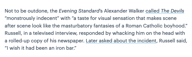 isaacfeldberg's tweet photo. This Ken Russell anecdote amuses me to no end, what a king https://t.co/dxdfJqt2SI