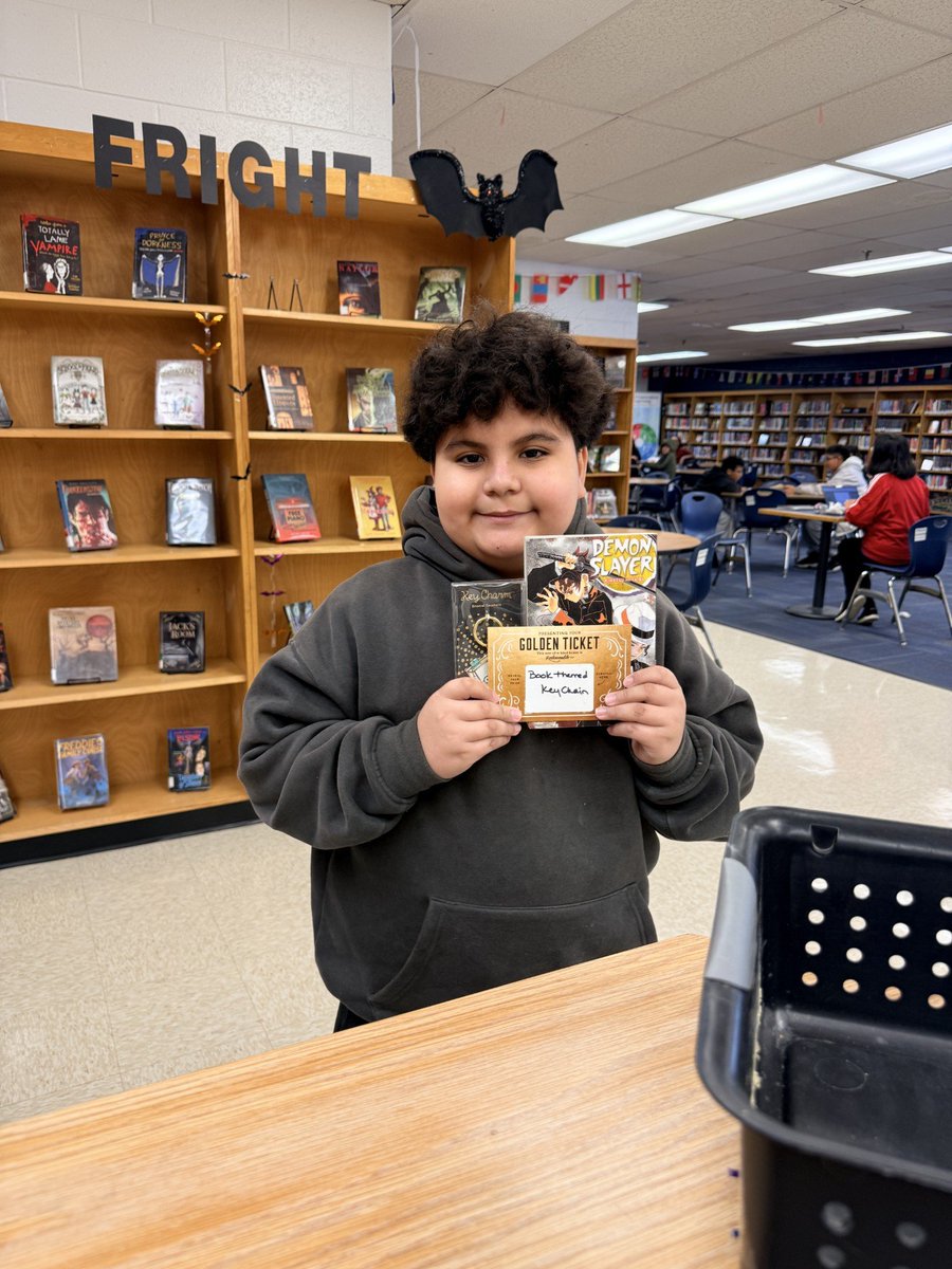 GMSVikings's tweet photo. 🎟️✨ Golden Tickets are hiding in the GMS Media Center! Students can discover special tickets inside selected books they choose to check out and reveal fun prizes. 📚💛
Our first winners have already struck GOLD! Who will be next? 🌟
#GMS #ReadingIsFun #GoldenTickets https://t.co/EGsa09Rb6h
