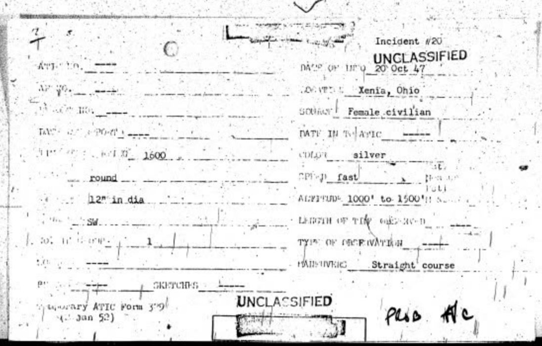 mrjeffknox's tweet photo. #ufotwitter #ufox #Ufohistory
Today in UFO History - Small Silver Sphere
October 20, 1947 — Xenia, OH
11:00 a.m. Ruth Atkinson in Xenia, Ohio, sees a round, silvery object, 1 foot in diameter, flying southwest on a straight course at 1,500 feet. [Eberhart] https://t.co/9xVC82QKhw