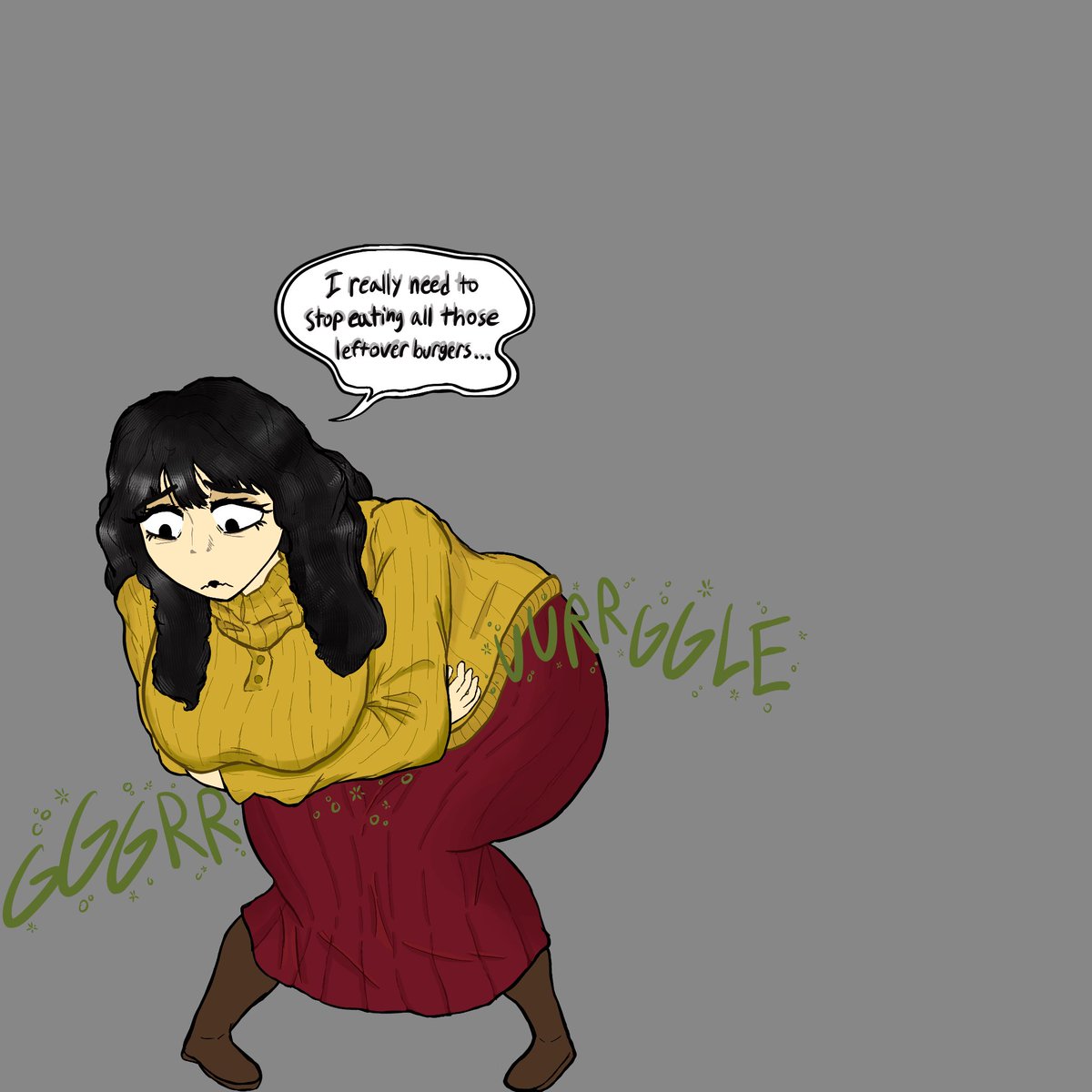 ChloeonDraws's tweet photo. 5th post of spooktober, Rosemary Walten ate some of the leftover burgers at Bon’s so they wouldn’t go to waste. Although it seems it’s making her make a different kind of waste
#FartArt #Scat https://t.co/0Pn7iKcRYT